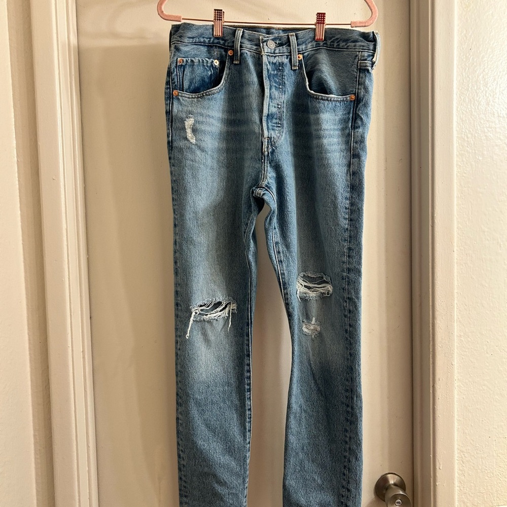Levi's Men's Light Blue Ripped Slim Jeans